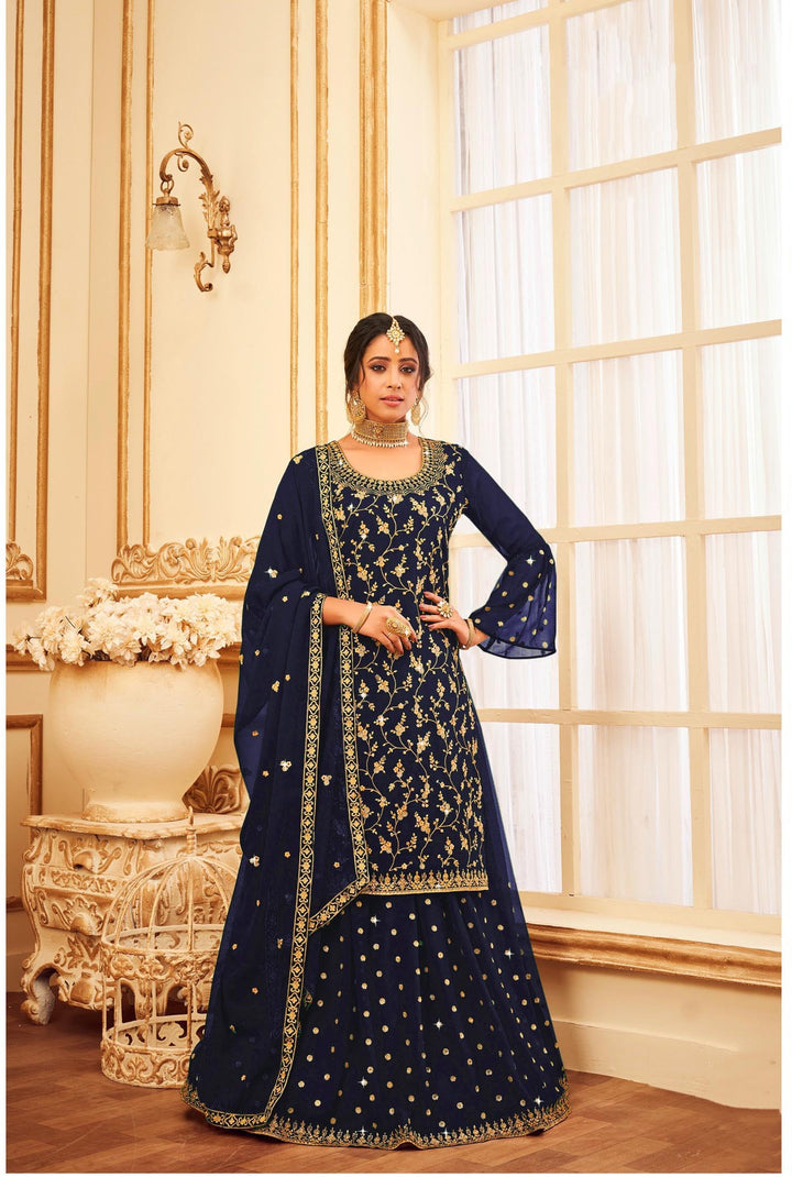 Designer Georgette Suit | Stunning Jari & Sequins Work with Georgette Dupatta