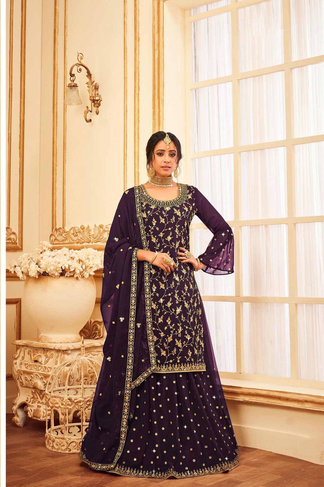 Designer Georgette Suit | Stunning Jari & Sequins Work with Georgette Dupatta