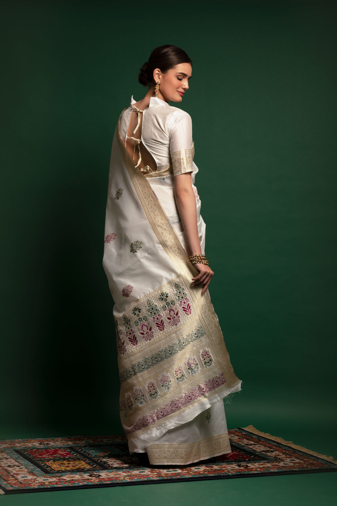 Gorgeous White Silk Saree with White Blouse | A Stylish and Sophisticated Choice