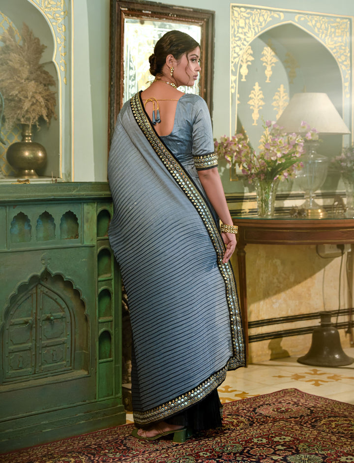 Elegant Chinon Saree with | A Stylish and Sophisticated Choice