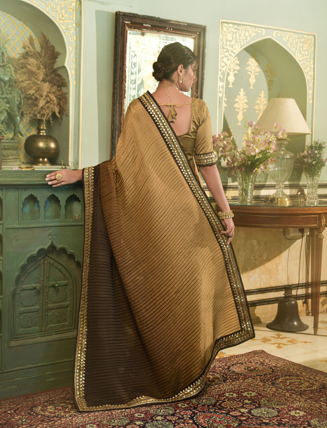 Elegant Chinon Saree with | A Stylish and Sophisticated Choice