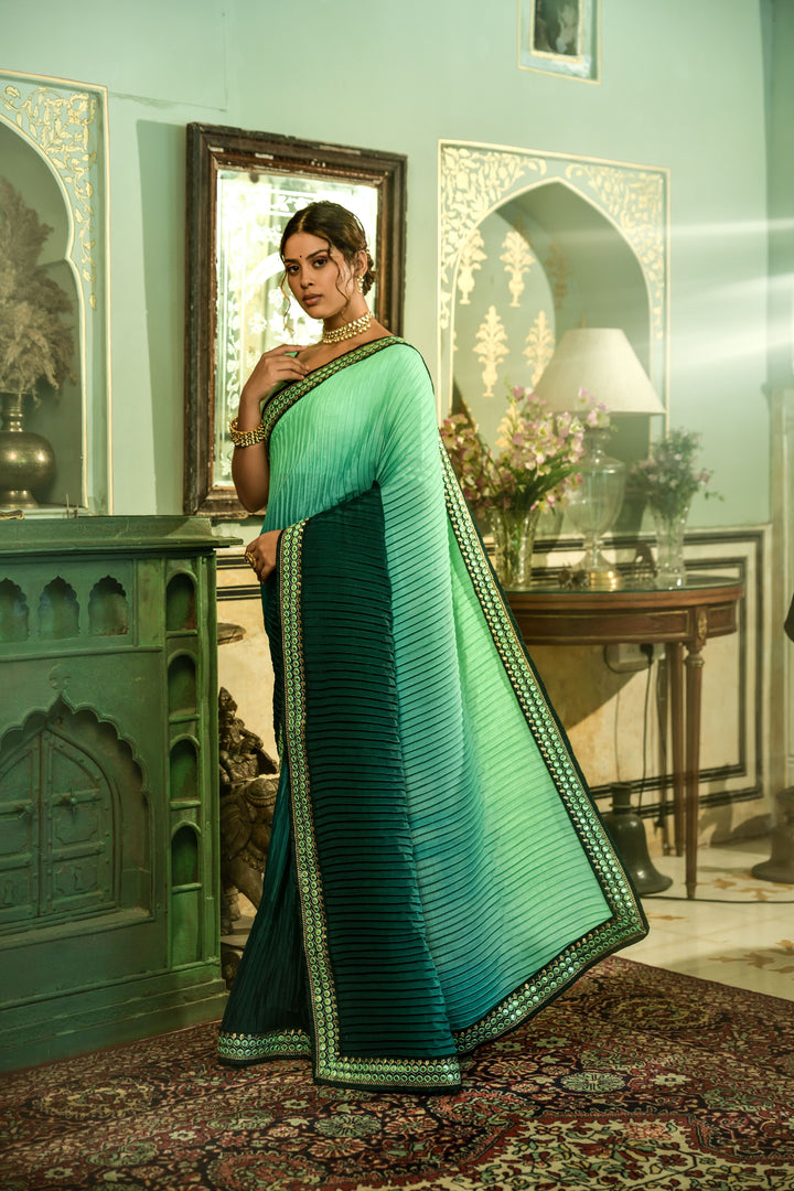 Elegant Chinon Saree with | A Stylish and Sophisticated Choice