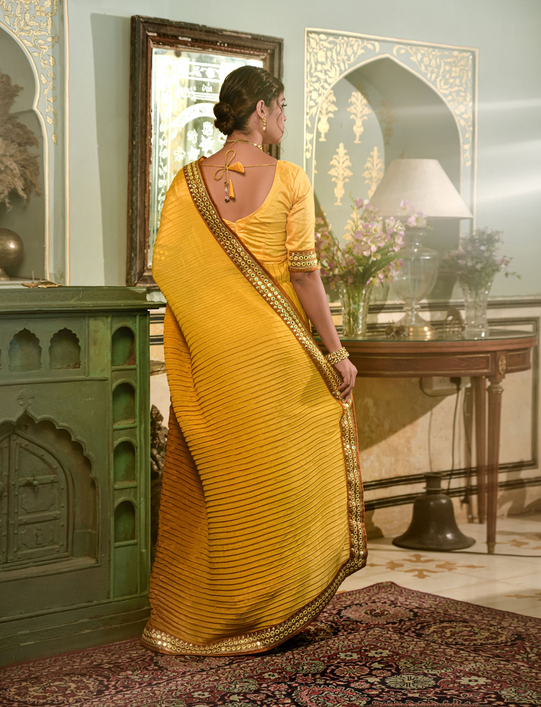 Elegant Chinon Saree with | A Stylish and Sophisticated Choice