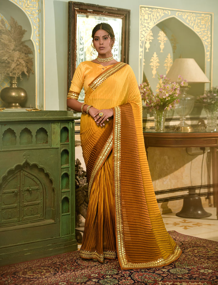 Elegant Chinon Saree with | A Stylish and Sophisticated Choice