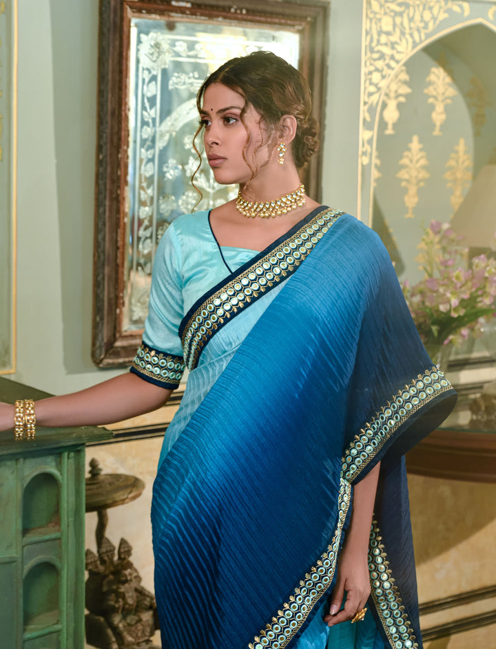 Elegant Chinon Saree with | A Stylish and Sophisticated Choice