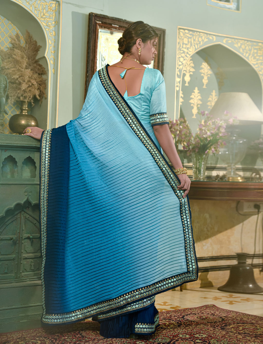 Elegant Chinon Saree with | A Stylish and Sophisticated Choice