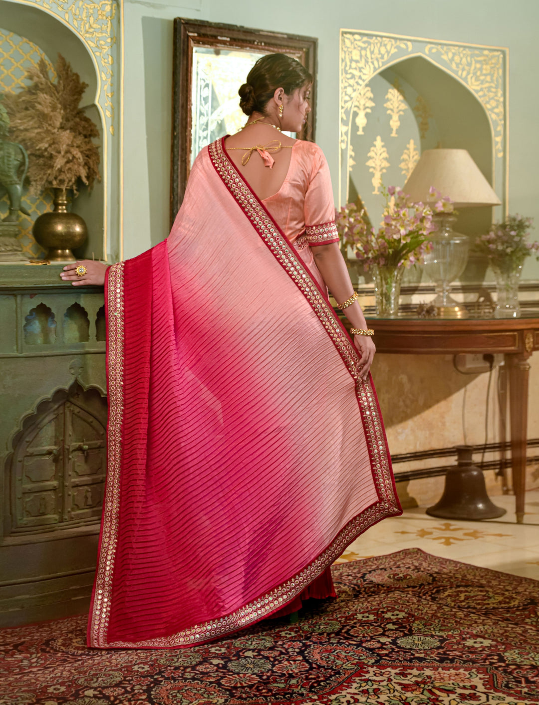 Elegant Chinon Saree with | A Stylish and Sophisticated Choice