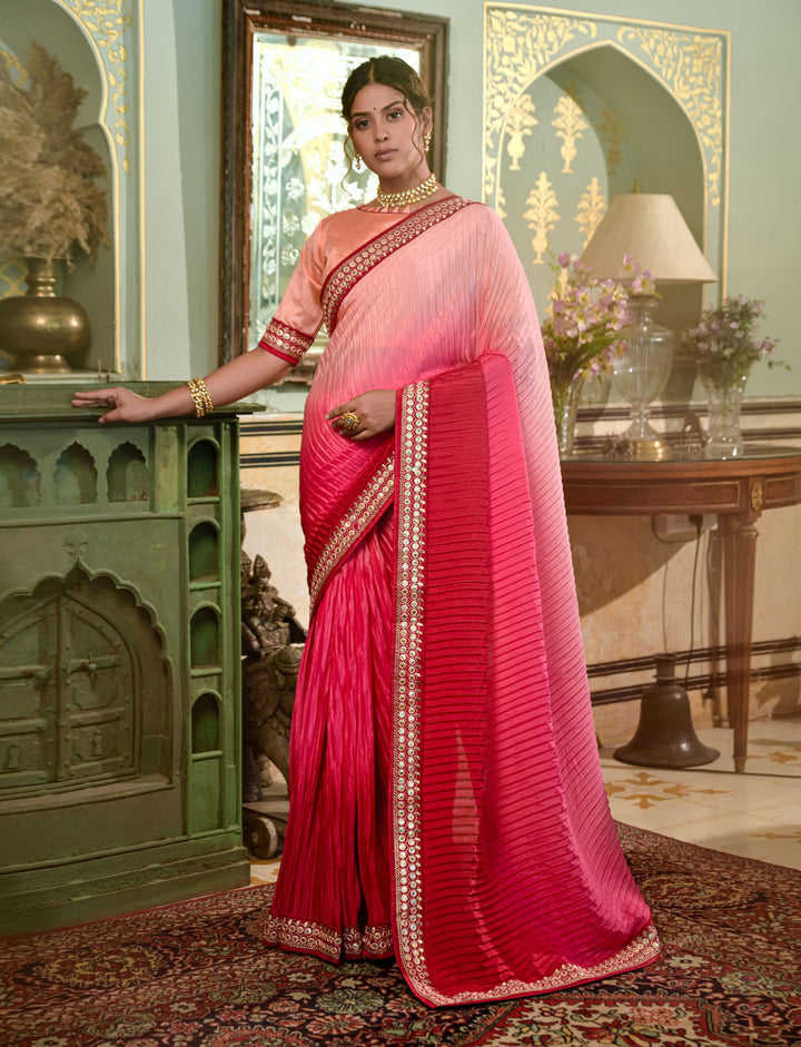 Elegant Chinon Saree with | A Stylish and Sophisticated Choice