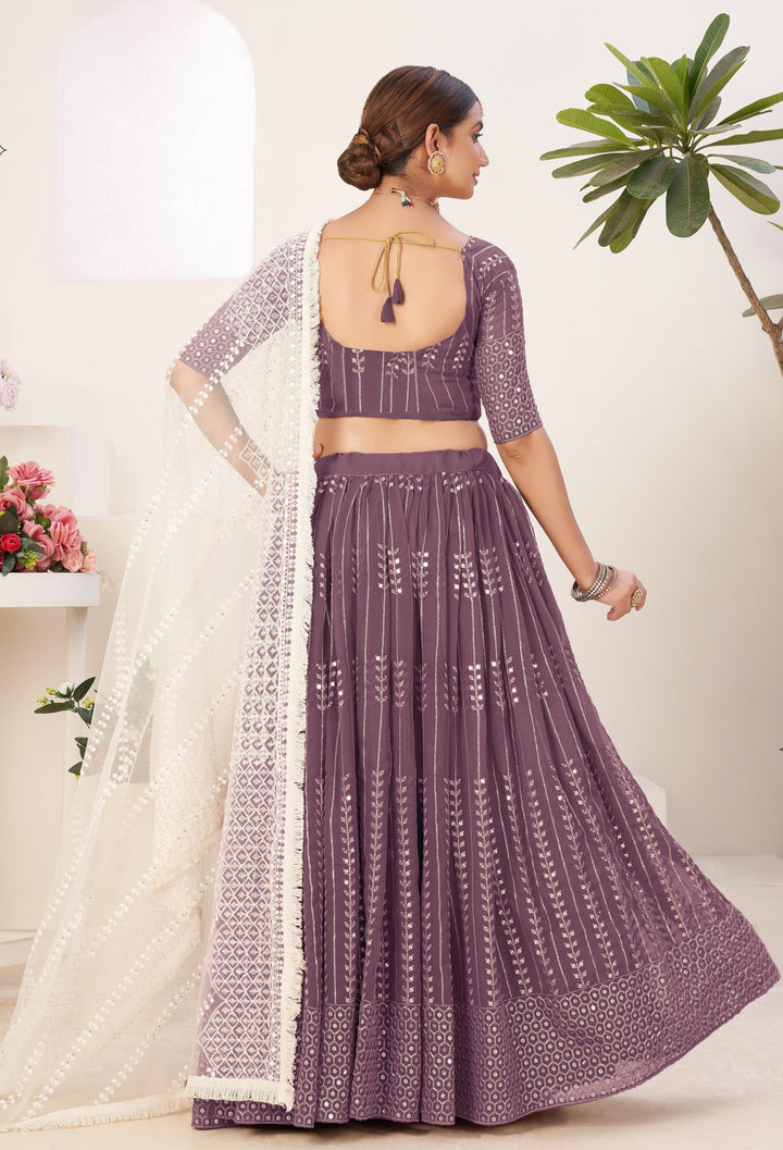 Designer Georgette Lehenga Choli with Net Dupatta | Sequins & Thread Embroidery