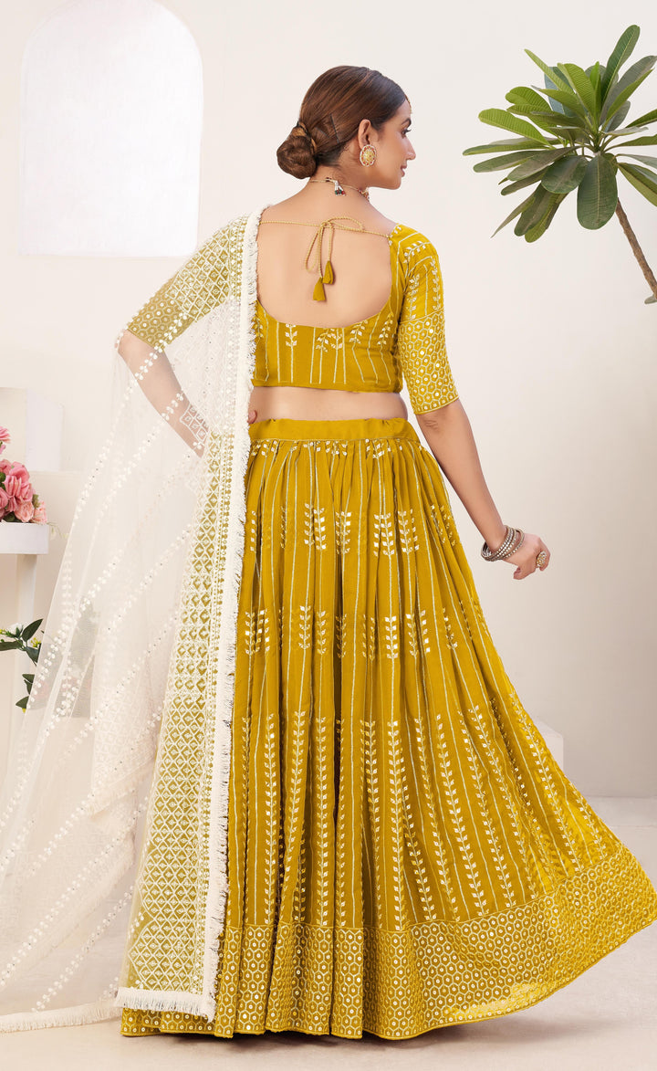 Designer Georgette Lehenga Choli with Net Dupatta | Sequins & Thread Embroidery