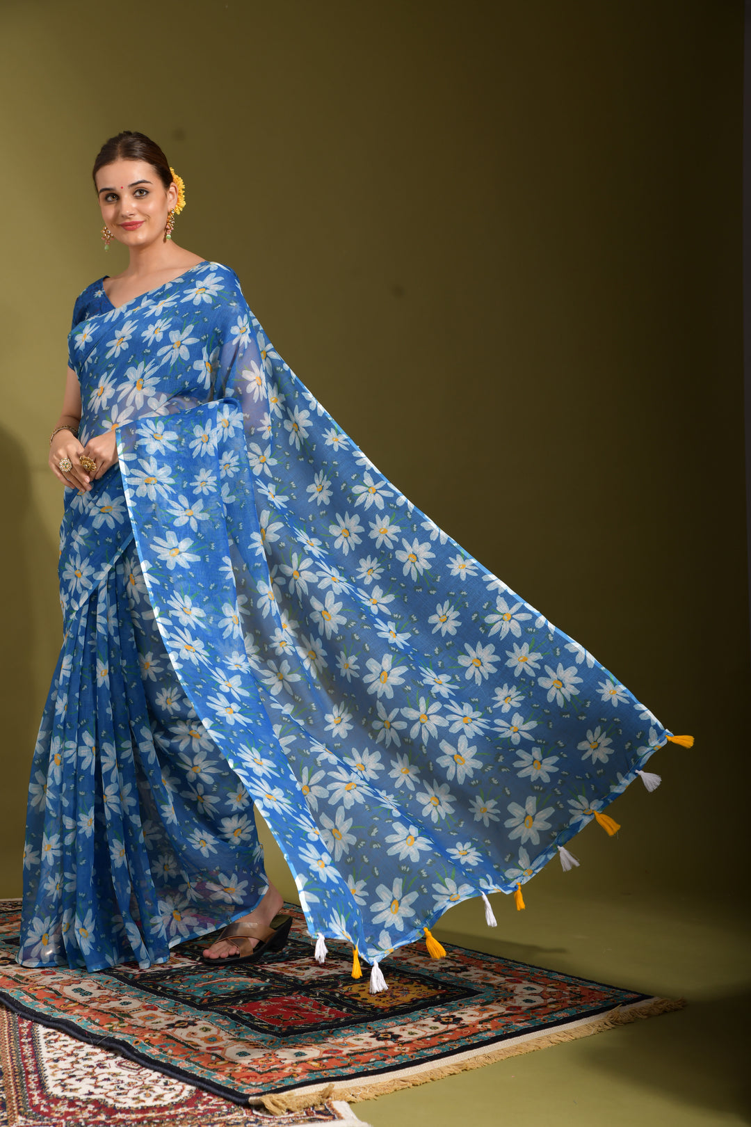 Linen Digital Printed Saree | Wedding & Festive Wear | Traditional Elegance