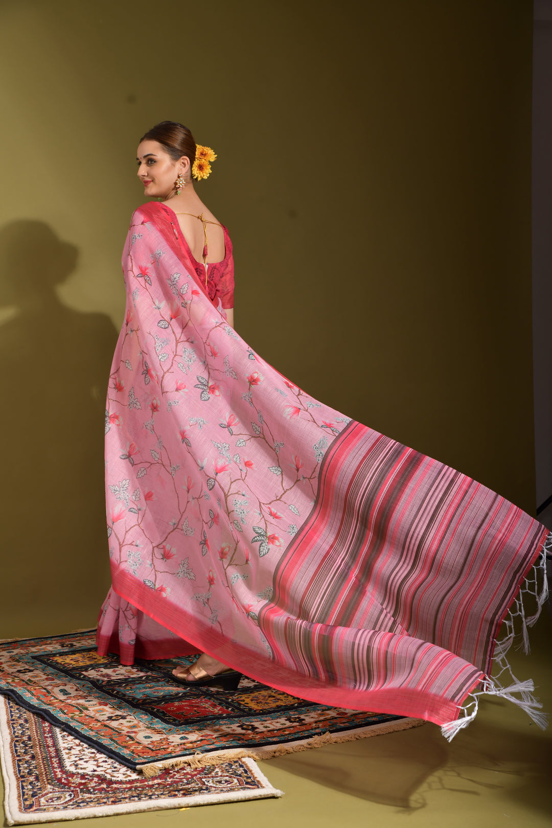 Linen Digital-Printed Saree | Wedding & Festive Traditional Wear | Special Event