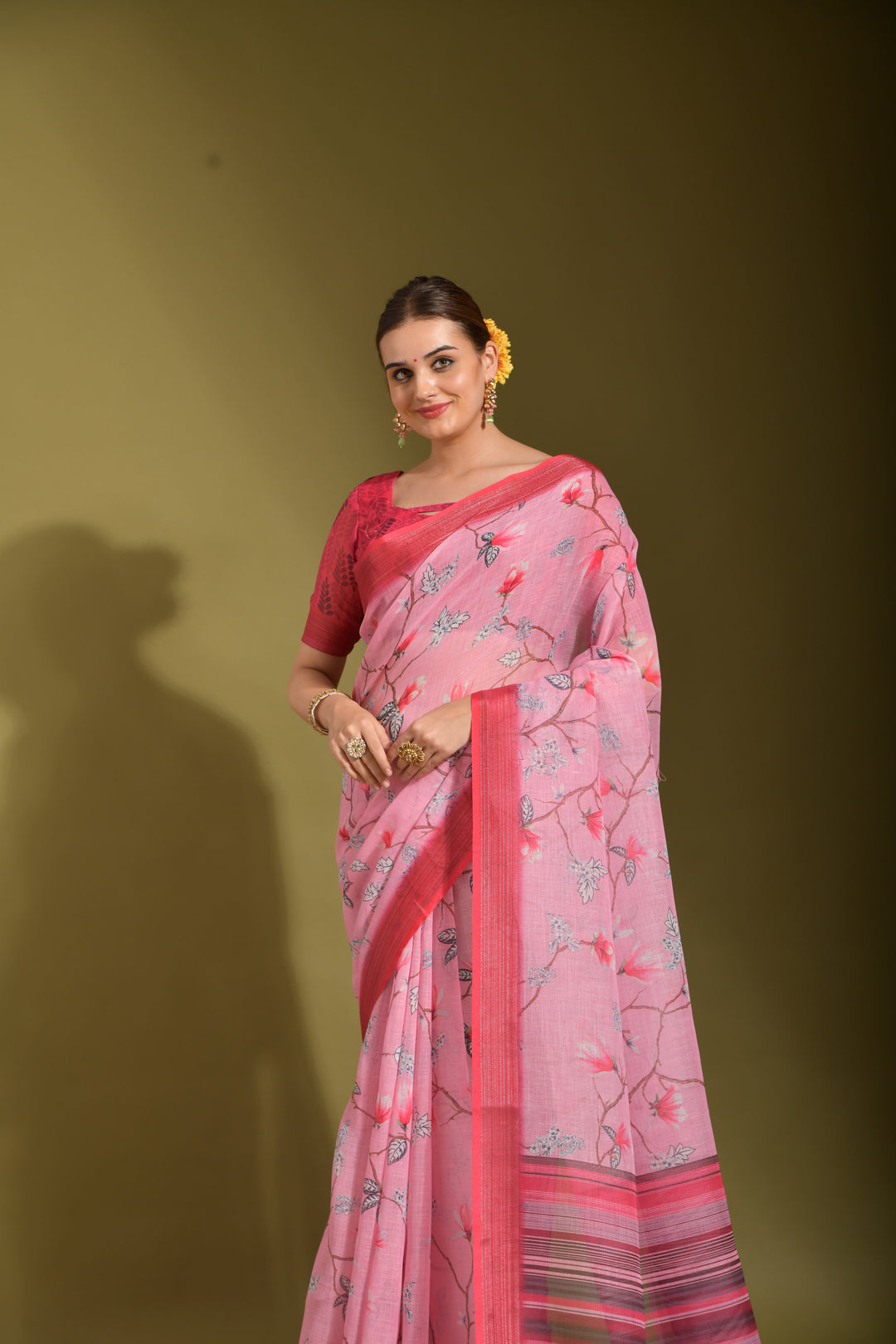 Linen Digital-Printed Saree | Wedding & Festive Traditional Wear | Special Event