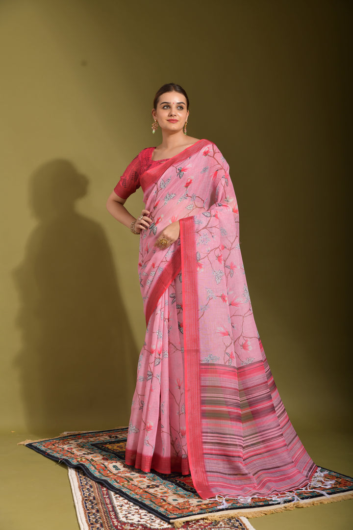 Linen Digital-Printed Saree | Wedding & Festive Traditional Wear | Special Event