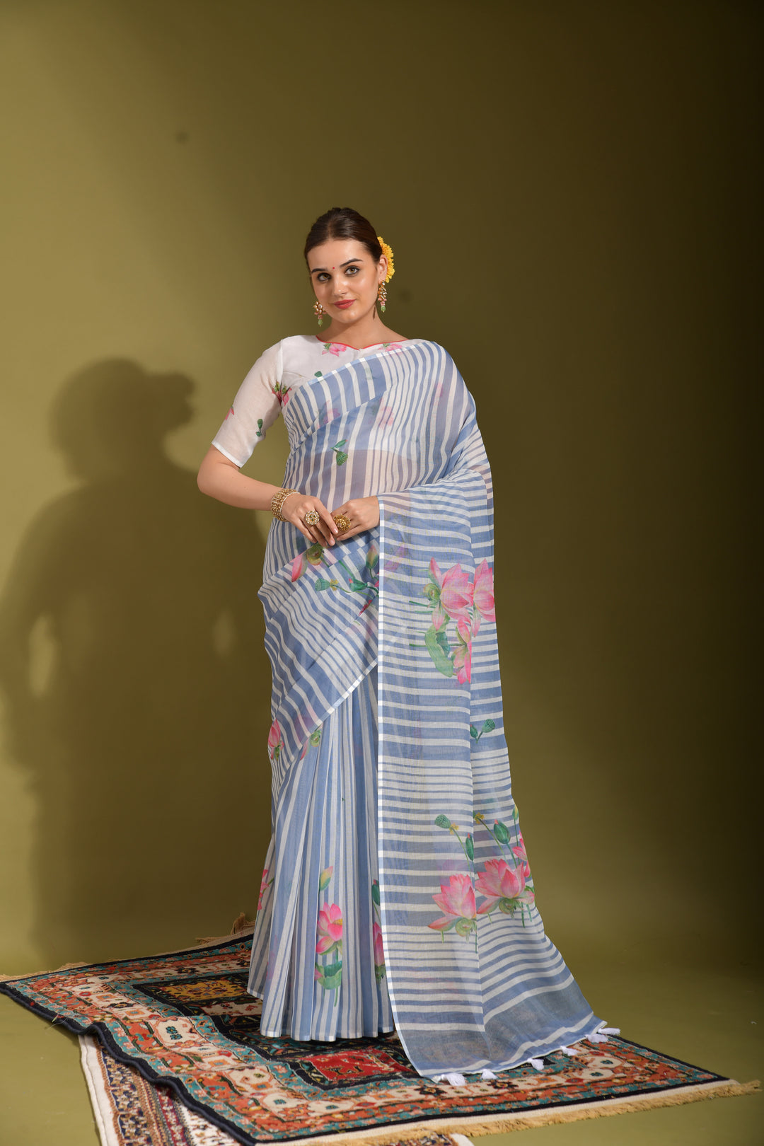 Linen Saree with Digital Print | Elegant Wedding & Festive Wear | Traditional Special-Event