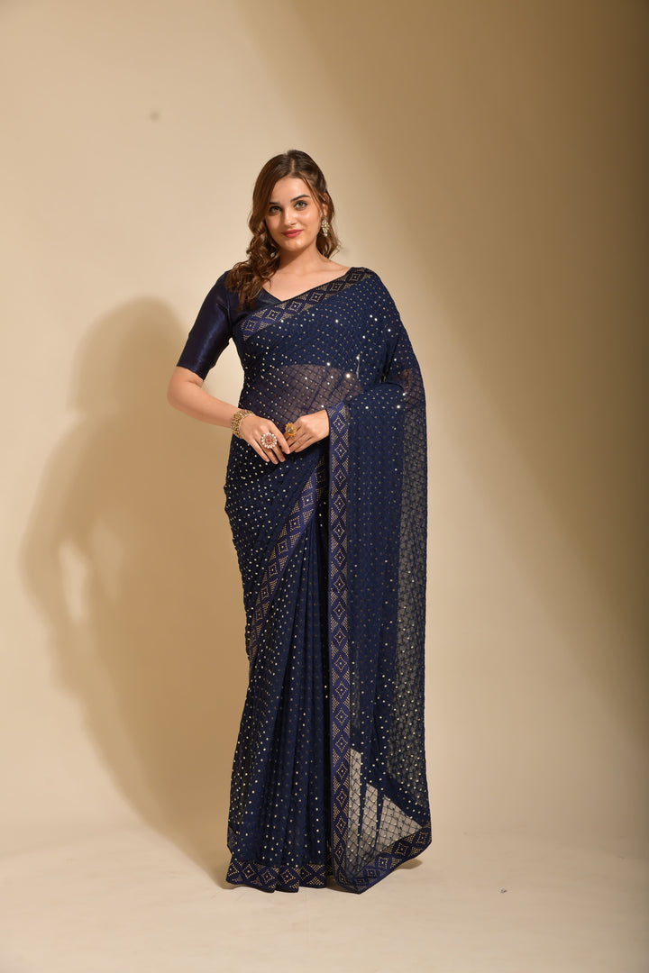 Radiant Georgette Saree with | A Graceful Addition to Your Wardrobe