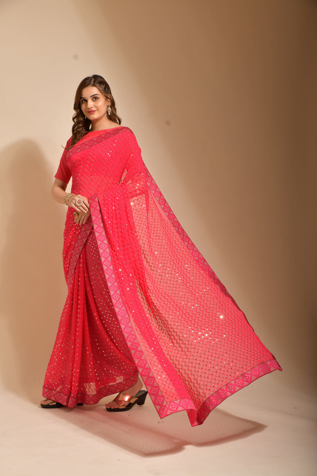 Radiant Georgette Saree with | A Graceful Addition to Your Wardrobe