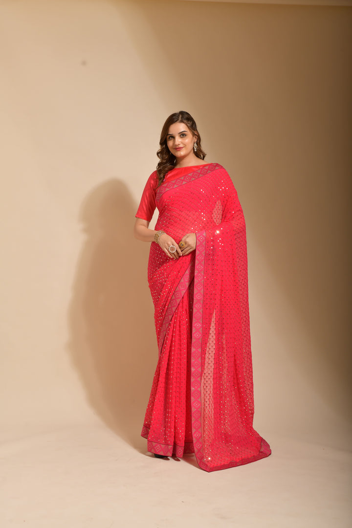 Radiant Georgette Saree with | A Graceful Addition to Your Wardrobe