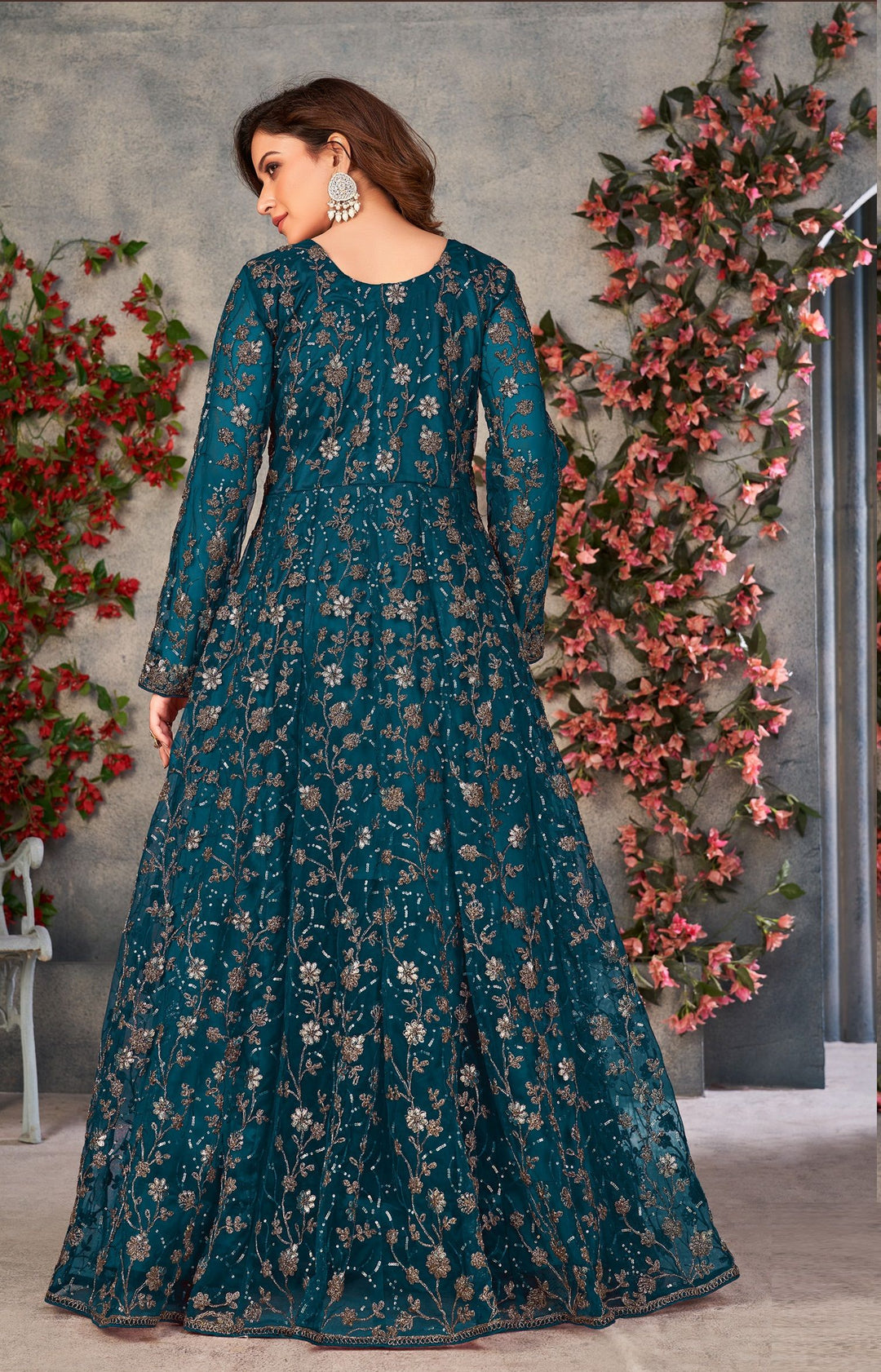 Elegant Soft Net Anarkali Suit | Sequins Embroidery with Japan Satin Bottom