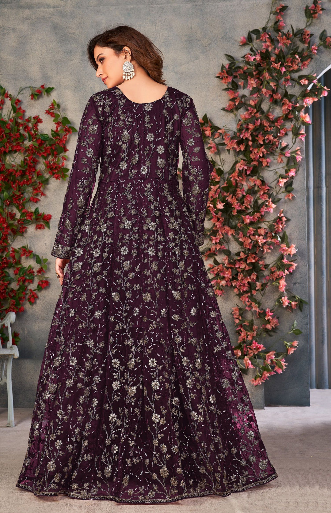 Elegant Soft Net Anarkali Suit | Sequins Embroidery with Japan Satin Bottom