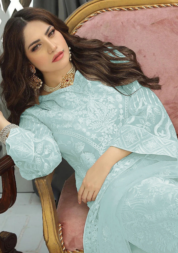 Faux Georgette Salwar Suit | Designer Embroidery Work with Nazneen Dupatta