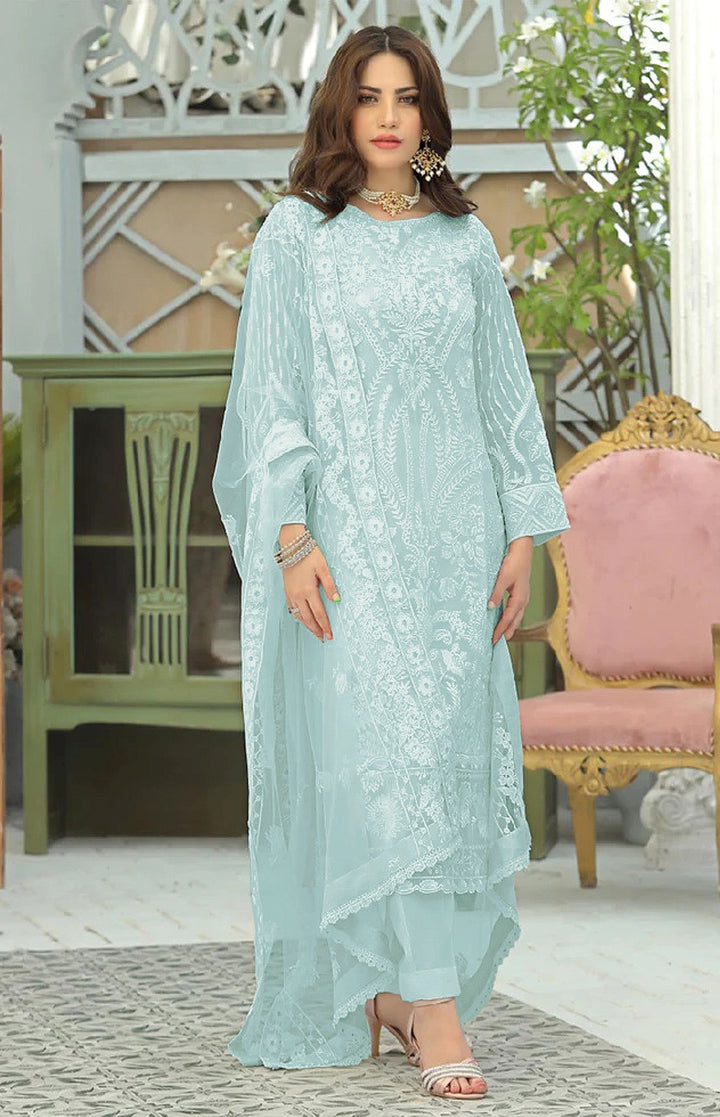 Faux Georgette Salwar Suit | Designer Embroidery Work with Nazneen Dupatta