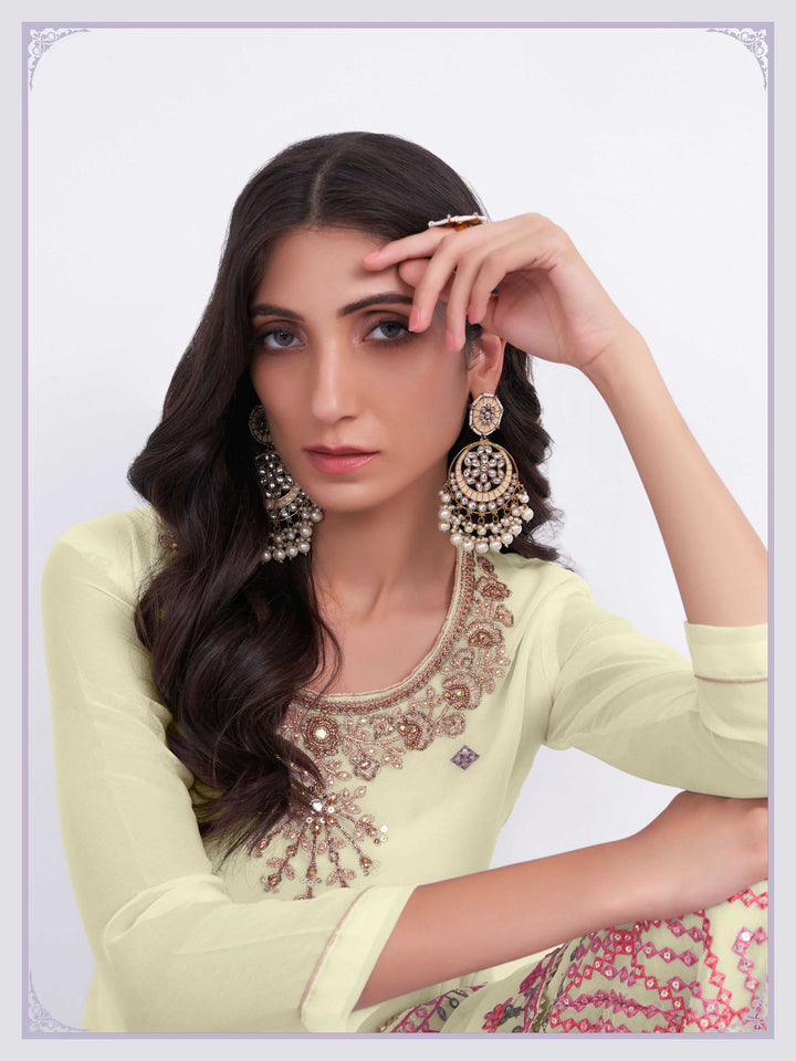 Designer Georgette Sharara Suit | Multi Thread, Sequence Embroidery & Khatli Work