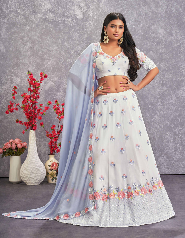 Georgette Lehenga | Thread & Sequin Embroidery | Ideal for Weddings & Events