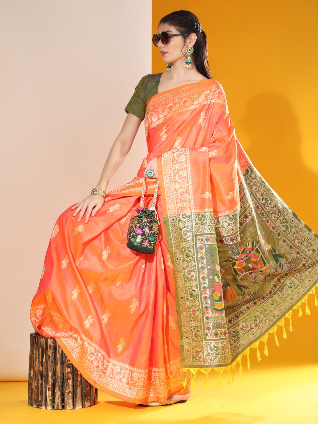 Sophisticated Raw Silk Saree with | Unmatched Beauty for Grand Occasions