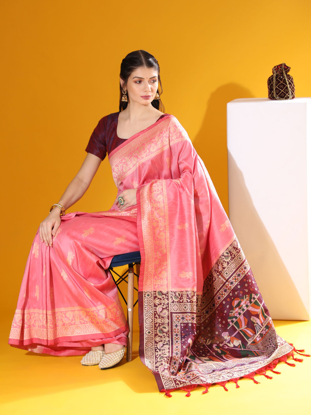 Sophisticated Raw Silk Saree with | Unmatched Beauty for Grand Occasions