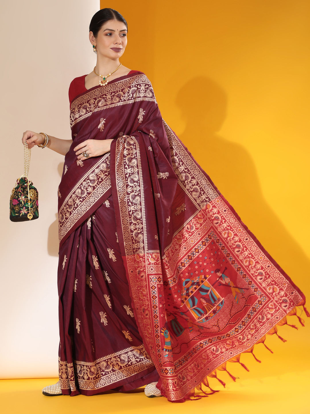 Sophisticated Raw Silk Saree with | Unmatched Beauty for Grand Occasions