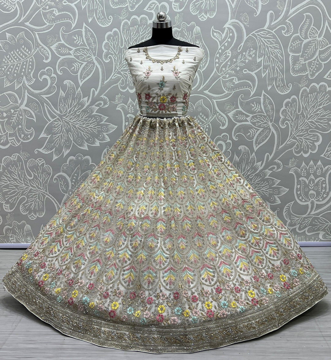 Net Multi-Thread Embroidered Lehenga | Wedding & Party Wear Fashion