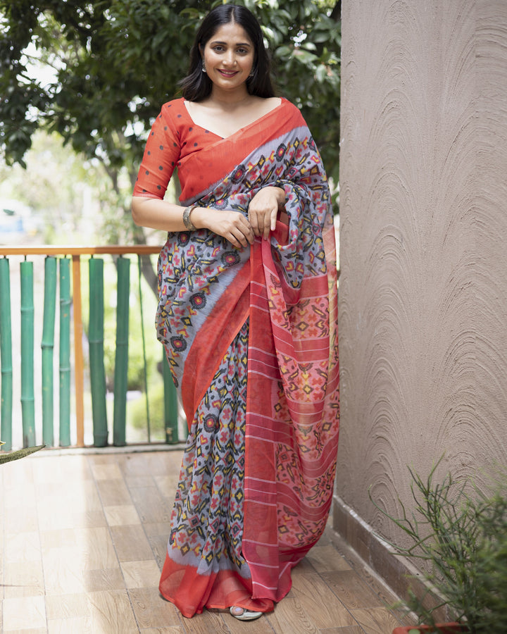 Designer Digital Printed Cotton Saree | Traditional Wedding Wear | Festive Special Event