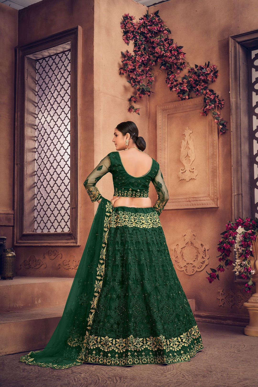 Designer Net Lehenga with Embroidery | Perfect for Weddings & Parties