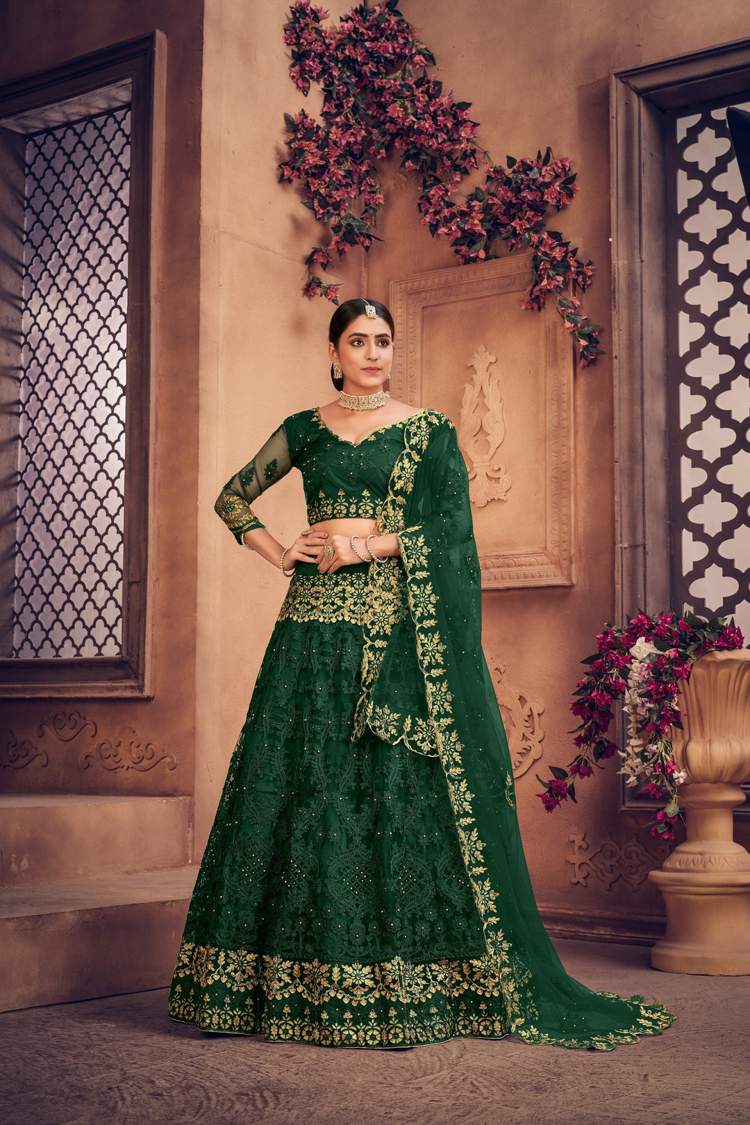 Designer Net Lehenga with Embroidery | Perfect for Weddings & Parties