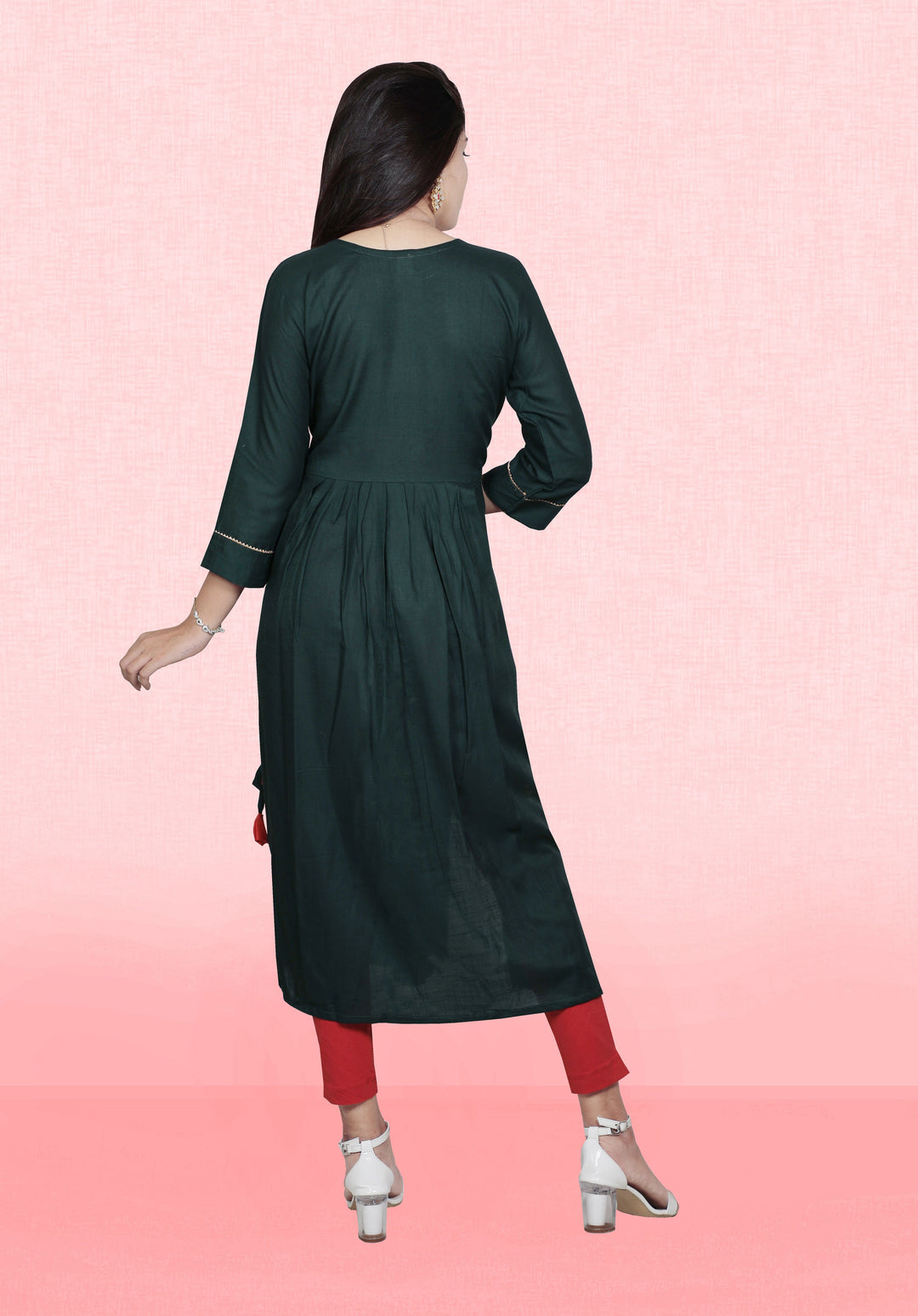 Stylish Green Rayon Kurti for Women | Perfect Ethnic Wear with Embroidery