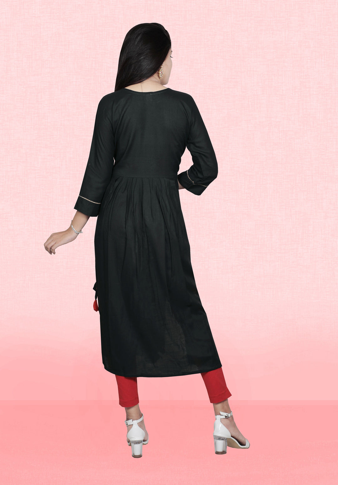 Black Rayon Kurti for Women | Ethnic and Festive Wear with Embroidery