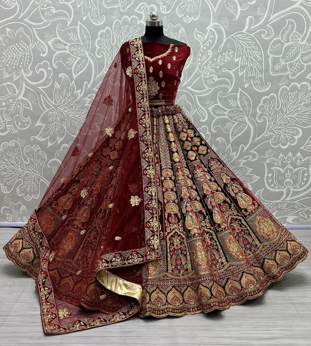 Velvet Multi-Designer Lehenga | Embroidery & Dori Work for Weddings