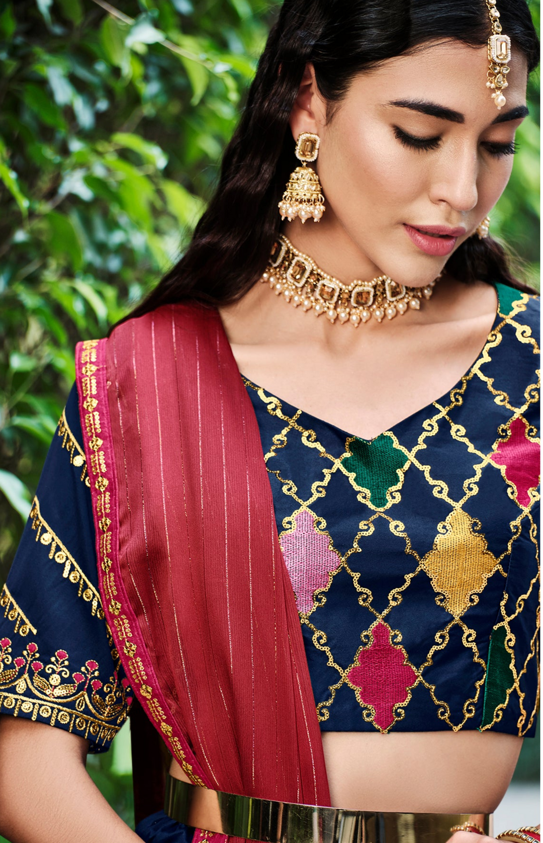 Beautiful Navy Blue Silk Lehenga with Pink Dupatta | Unmatched Beauty for Grand Occasions