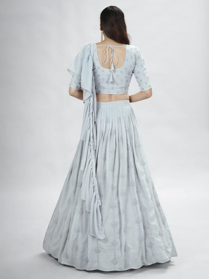 Exquisite Gray Georgette Lehenga with Gray Dupatta | A Graceful Addition to Your Wardrobe