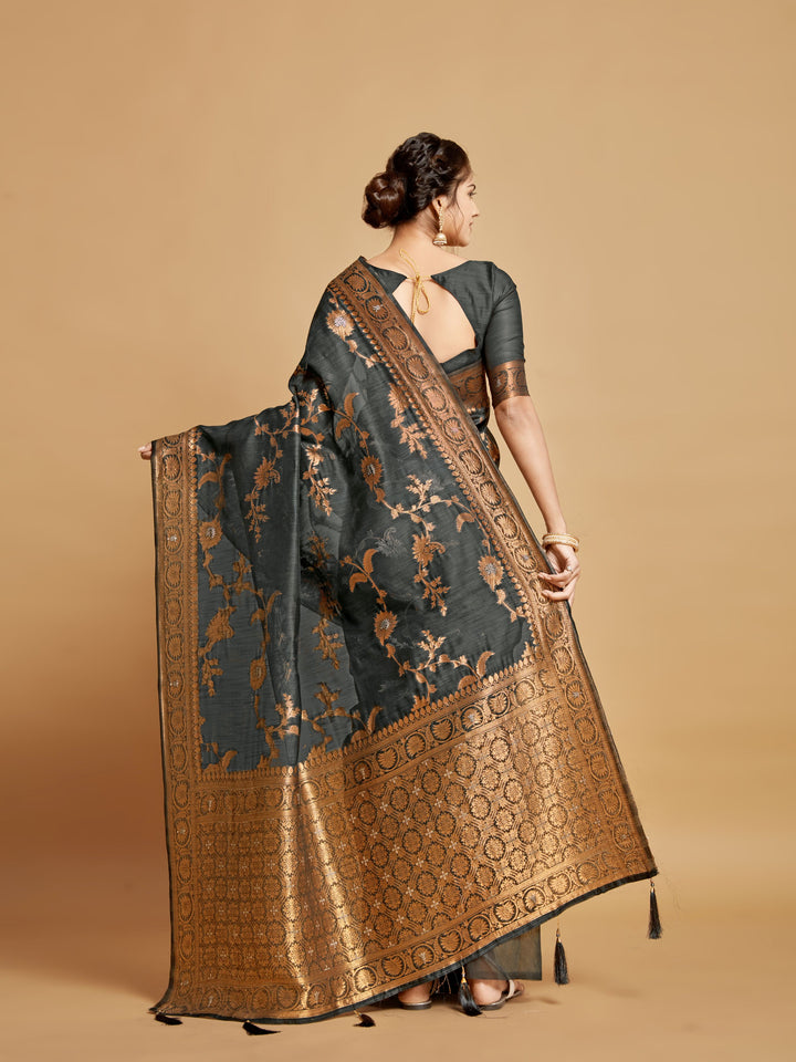 Linen Saree | Wevon-Copper Designer for Weddings & Special Events