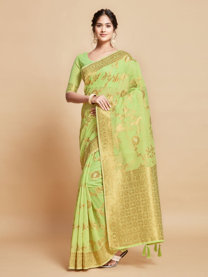 Designer Wevon Copper Linen Saree | Elegant Wedding & Festive Wear