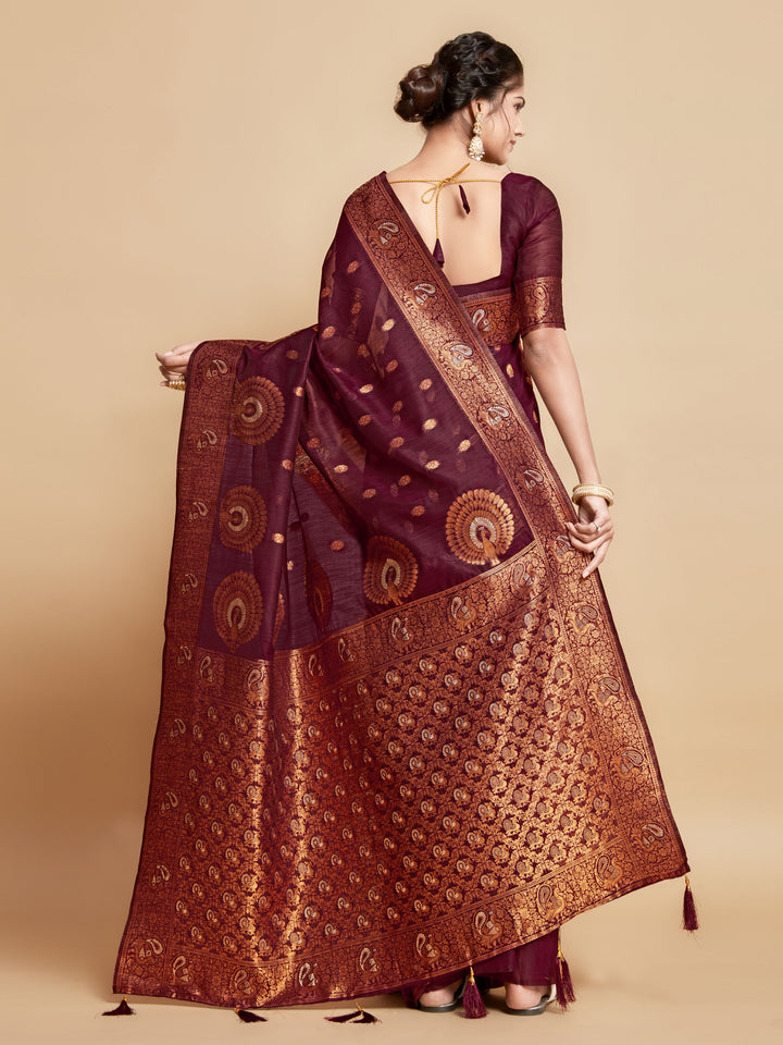 Linen Wevon-Copper Designer Saree | Elegant Wedding & Festive Wear