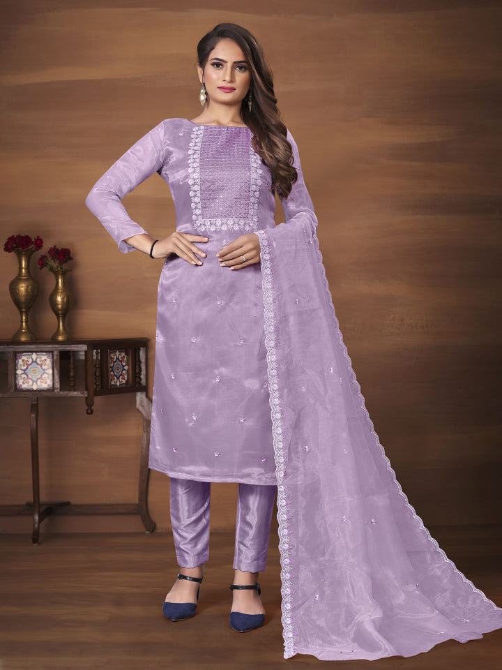 Designer Organza Kurtis Set with Sequins & Thread Work | Wedding & Festive