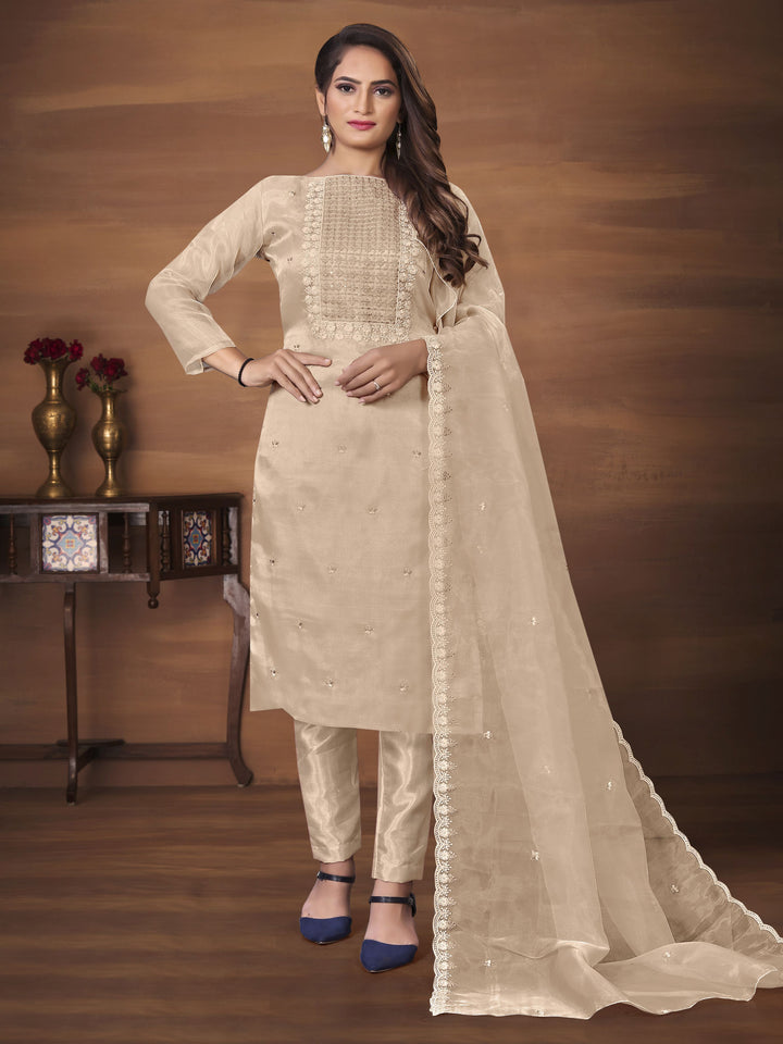 Designer Organza Kurtis Set with Sequins & Thread Work | Wedding & Festive