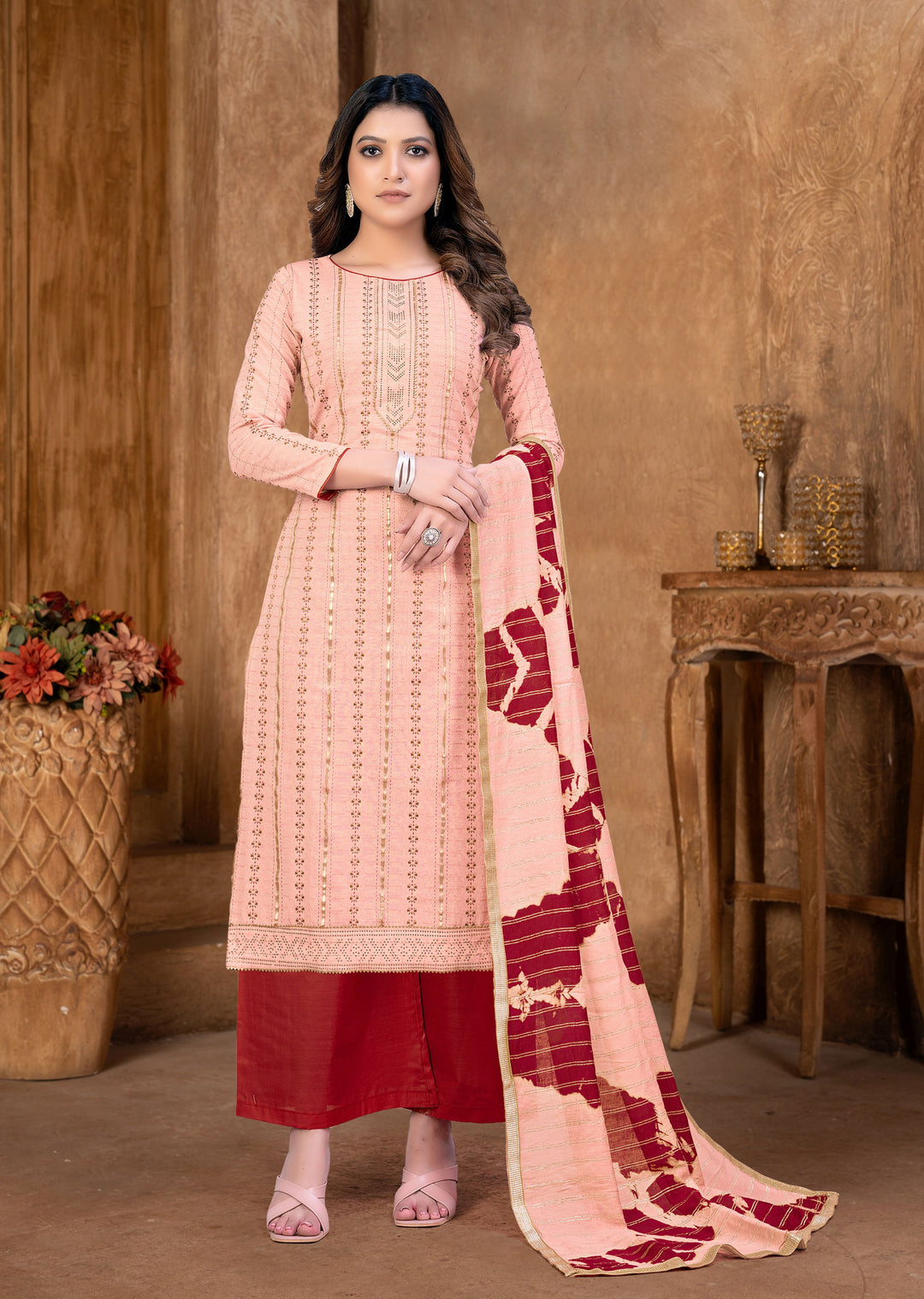 Designer Printed Salwar Kameez | Cembric-Cotton Top & Cotton Bottom | Wedding & Party Wear