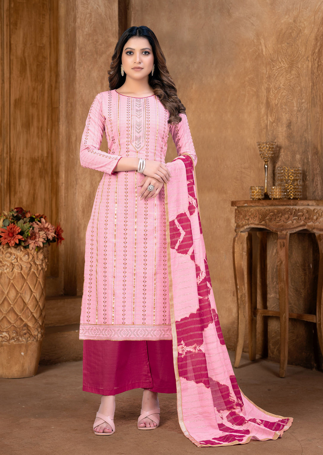 Designer Printed Salwar Kameez | Cembric-Cotton Top & Cotton Bottom | Wedding & Party Wear