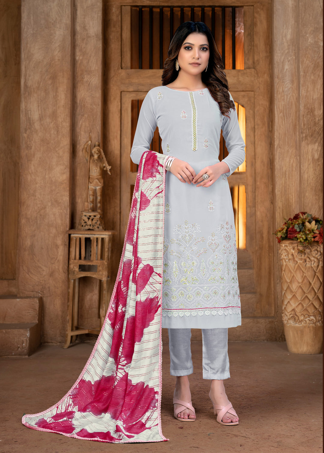 Designer-Printed Salwar Kameez | Elegant Georgette Top & Santoon Bottom