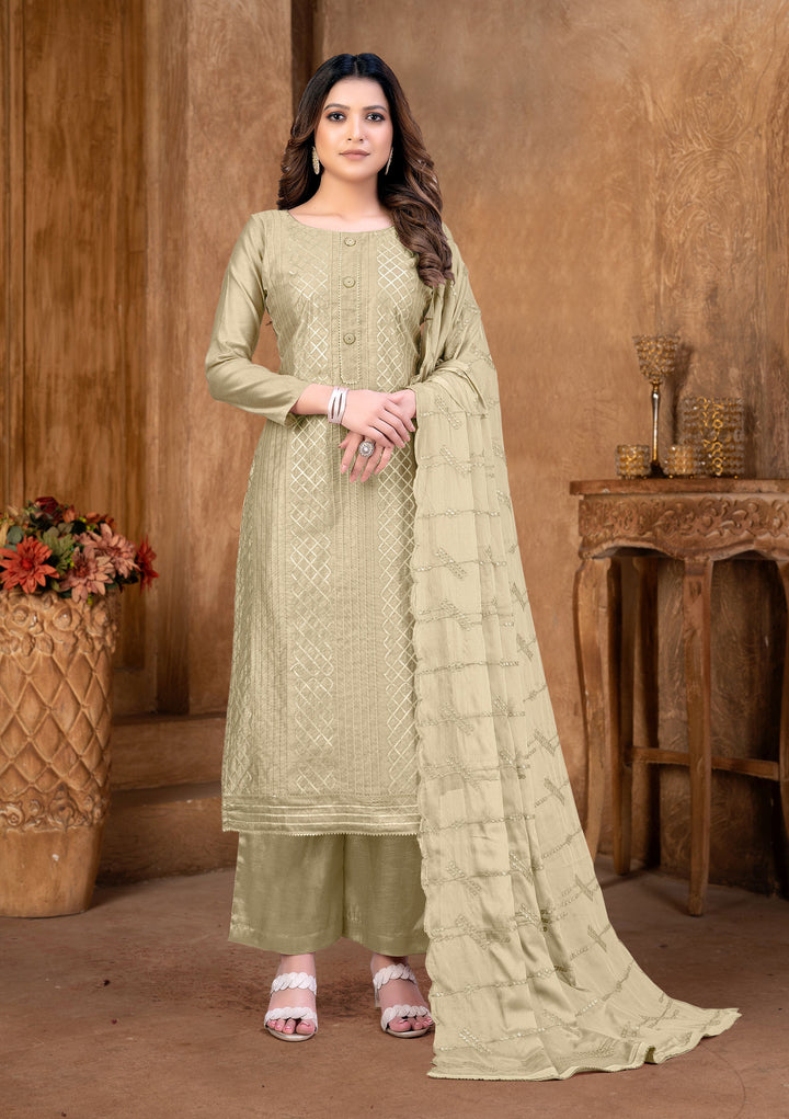 Designer Embroidered Salwar Kameez | Chanderi-Cotton & Santoon | Wedding & Festive Wear