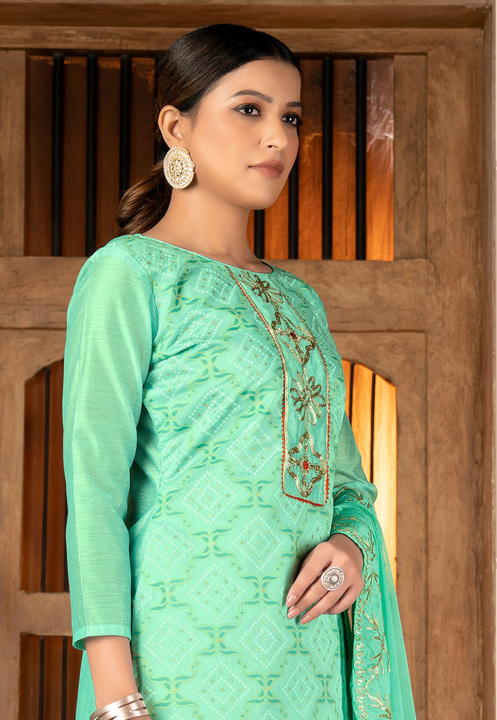 Designer Salwar Kameez | Three-Quarter Sleeve | Embroidered Modal-Cotton